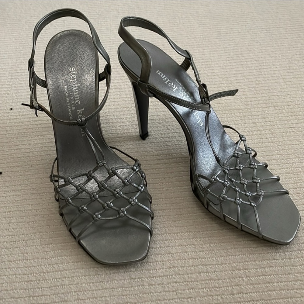 Stephane Kelian Silver High-Heels with Crisscross Straps